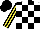 Silk - White, black check, yellow sleeves, black stripes, black cap