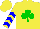 Silk - Yellow, green shamrock, blue chevrons on sleeves