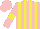 Silk - Pink and yellow stripes, yellow armbands on pink sleeves, pink cap