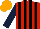 Silk - Red and black stripes, dark blue sleeves, orange cap