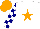 Silk - white, orange star, white and navy checked sleeves, orange cap