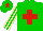 Silk - green, red cross, green arms, beige striped, green cap, red star