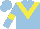 Silk - Light blue, yellow chevron, yellow hoop on slvs