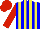 Silk - blue and yellow stripes, red sleeves and cap