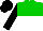 Silk - green, white halved horizontally, black sleeves and cap