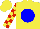 Silk - Yellow, blue ball, red blocks on sleeves, yellow cap