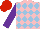 Silk - Pink, light blue diamonds, purple sleeves, red cap