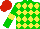 Silk - Green, yellow diamonds, green sleeves, yellow armbands, red cap