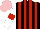 Silk - Black and red stripes, white sleeves with red armbands, pink cap