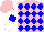 Silk - Pink, blue diamonds, white sleeves, blue armbands, pink cap