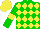 Silk - Green, yellow diamonds, green sleeves, yellow armbands, yellow cap