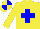Silk - yellow, blue cross, quartered cap