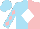 Silk - Sky blue and pink halves, white diamond, sky blue and pink diamonds on sleeves, sky blue cap