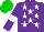 Silk - Purple, white stars, white armbands, green cap