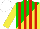 Silk - Green, yellow diagonal halves, red stripes, yellow sleeves, white cap