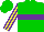 Silk - Green, purple belt, yellow and purple stripes on sleeves