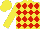 Silk - Yellow and red diamonds, yellow sleeves and cap