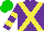 Silk - Purple, yellow crossbelts, hoops sleeves, green cap