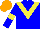 Silk - Blue, yellow chevron, blue sleeves, yellow armbands, orange cap