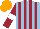 Silk - Light blue, maroon stripes, maroon sleeves, white armbands, orange cap