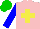 Silk - Pink, yellow cross, blue sleeves, green cap