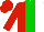 Silk - Red, white halved, green stripe