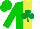 Silk - Green, white halved, yellow stripe, emerald green shamrock,