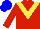 Silk - Red, yellow chevron, blue cap