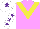 Silk - Lilac, yellow chevron, white sleeves, purple stars, white cap, purple star