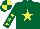 Silk - Dark green, yellow star, yellow stars on sleeves, quartered cap