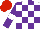 Silk - White, purple checks, purple sleeves, white armbands, red cap