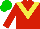 Silk - Red, yellow chevron, green cap