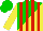 Silk - Green, yellow diagonal halves, red stripes, yellow sleeves, green cap