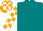 Silk - Teal, orange and white blocks on sleeves, orange cap, white blocks