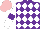 Silk - Purple, white diamonds, white sleeves, purple armbands, pink cap