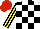 Silk - White, black check, yellow sleeves, black stripes, red cap