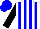 Silk - White, blue stripes, black sleeves, blue cap