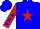 Silk - Blue, white star on back, red star on front, red and blue stars on white sleeve, white and blue stars on red sleeve