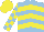 Silk - Light blue, yellow chevrons, yellow blocks on sleeves, blue and yellow cap