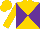 Silk - Gold, purple diagonal quarters, gold sleeves and cap