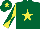 Silk - Dark green, yellow star, yellow and dark green diabolo on sleeves, dark green cap, yellow star