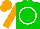 Silk - Green, white circle, orange sleeves, orange cap