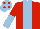 Silk - red, light blue stripe, red and light blue halved sleeves, light blue cap, red spots