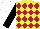 Silk - Yellow, maroon diamonds, black sleeves, white cap