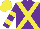 Silk - Purple, yellow crossbelts, hoops sleeves, yellow cap