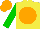 Silk - Yellow body, orange disc, green arms, orange cap