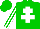 Silk - Green, white cross of lorraine, white stripes on sleeves, green cap