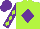 Silk - Lime green, purple diamond, lime diamonds on purple sleeves, purple cap