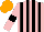 Silk - Pink and black stripes, pink sleeves, black armlets, orange cap