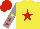 Silk - yellow, red star, red stars on sleeves, yellow star on red cap